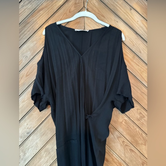 Shaina Mote Wrap Tie Dress Black Maxi Small US 4 Cutout tent oversized - Picture 4 of 5